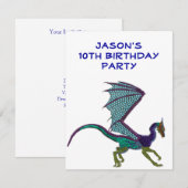 Invitation Garçons Anniversaire Couleur Perles Dragon Blanc (Devant / Derrière)