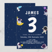 Invitation Garçons Anniversaire de enfant de marine astronaut (Devant / Derrière)
