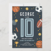 Invitation Garçons Anniversaire de enfant sportif moderne Blu (Devant)