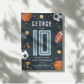 Invitation Garçons Anniversaire de enfant sportif moderne Blu