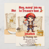 Invitation Garçons Anniversaire Personnalisable Pirate Party (Devant / Derrière)