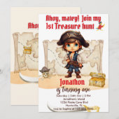 Invitation Garçons Anniversaire Personnalisable Pirate Party (Devant / Derrière)