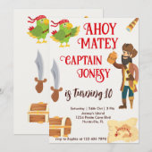 Invitation Garçons Anniversaire Personnalisable Pirate Party (Devant / Derrière)