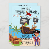 Invitation Garçons Anniversaire Personnalisable Pirate Party (Devant / Derrière)