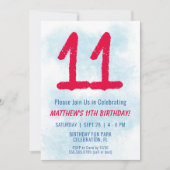 Invitation Garçons Aquarelle Enfants Bleu 11e anniversaire (Devant)