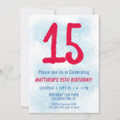 Invitation Garçons Aquarelle Enfants Bleu 15e anniversaire (Devant)