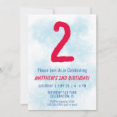 Invitation Garçons Aquarelle Enfants Bleu 2e anniversaire (Devant)