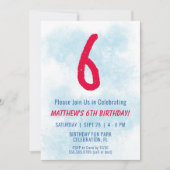 Invitation Garçons Aquarelle Enfants Bleu 6e anniversaire (Devant)