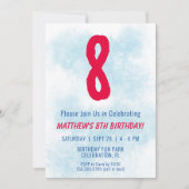 Invitation Garçons Aquarelle Enfants Bleu 8e anniversaire (Devant)