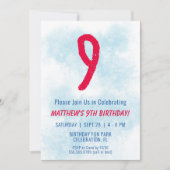 Invitation Garçons Aquarelle Enfants Bleu 9e anniversaire (Devant)