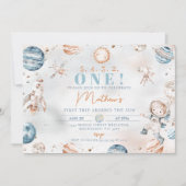 Invitation Garçons Astronaut Bleu Premier Voyage Autour Du So (Devant)