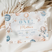 Invitation Garçons Astronaut Bleu Premier Voyage Autour Du So