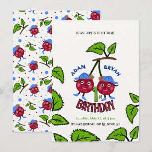 Invitation Garçons aux cerises jumelles