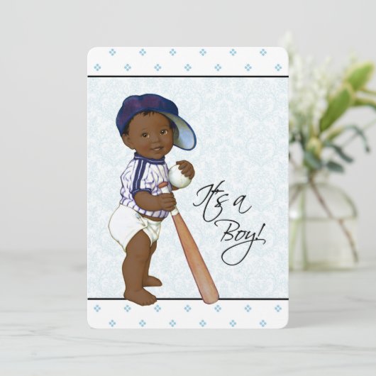 Invitation Garçons Baby shower afro-américain (Debout devant)