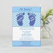 Invitation Garçons Baby shower longue distance bébé pied impr (Debout devant)