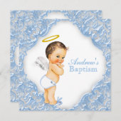 Invitation Garçons Baptême Angel Bleu (Devant / Derrière)