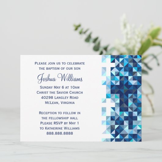 Invitation Garçons Baptême Dédication Bébé Première Communion (Debout devant)