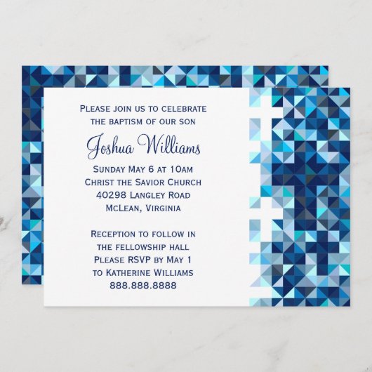 Invitation Garçons Baptême Dédication Bébé Première Communion (Devant / Derrière)