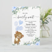 Invitation Garçons Bearly Wait Oear Baby shower des ballons d (Debout devant)