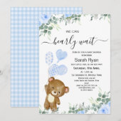 Invitation Garçons Bearly Wait Oear Baby shower des ballons d (Devant / Derrière)