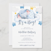 Invitation Garçons bébé Baby shower éléphant (Devant)