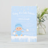 Invitation Garçons Bébé son froid dehors Baby shower d'hiver  (Debout devant)