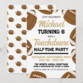 Invitation Garçons Black Gold Football à mi-temps fête d'anni (Devant / Derrière)