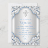 Invitation Garçons Bleu Blanc Ange Garçon Baptême bébé (Dos)