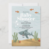 Invitation Garçons Bleu Bleu Baby shower requin de mer (Devant)