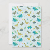 Invitation Garçons Bleu Cute Jungle T-Rex Dinosaur Baby showe (Dos)