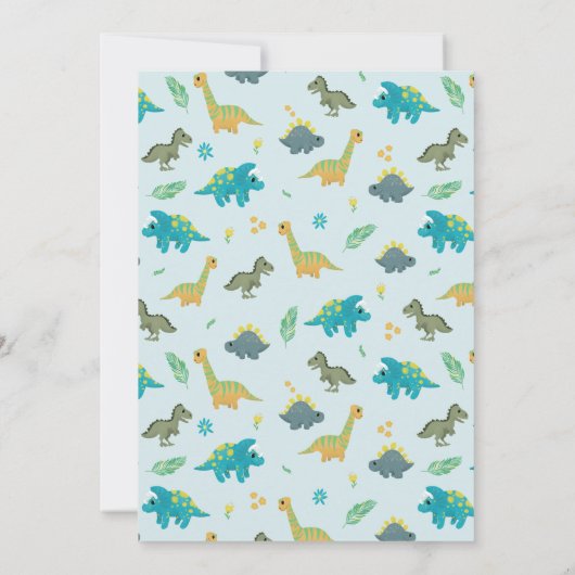 Invitation Garçons Bleu Cute Jungle T-Rex Dinosaur Baby showe (Dos)