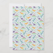 Invitation Garçons Bleu Cute Jungle T-Rex Dinosaur Baby showe (Dos)