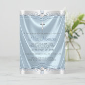 Invitation Garçons Bleu et gris Baptême Christening (Debout devant)