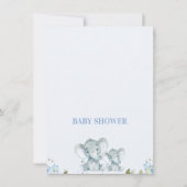 Invitation Garçons bleu Floral Elephand and Calf Baby shower (Dos)