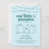Invitation Garçons Bleu Notre Petit Citrouille Première fête  (Devant)