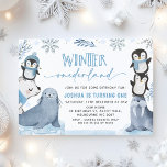 Invitation Garçons Blue Arctic Winter Onederland 1er annivers<br><div class="desc">Boys Blue Arctic Animals Winter Onederland 1er Anniversaire Invitation Beau hiver et animaux arctiques à thème invitation de premier anniversaire pour un garçon avec quelques pingouins, phoques, morse et ours polaire. Cette invitation d'anniversaire d'hiver pour les garçons est également accompagnée de flocons de neige et de feuillage et est idéale...</div>