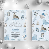 Invitation Garçons Blue Arctic Winter Onederland 1er annivers