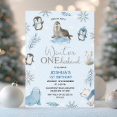 Invitation Garçons Blue Arctic Winter Onederland 1er annivers