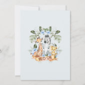 Invitation Garçons Blue Floral Safari Wild Un Baby shower (Dos)