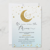 Invitation Garçons Blue Gold Nous Sommes Au-Dessus Du Baby sh (Devant)