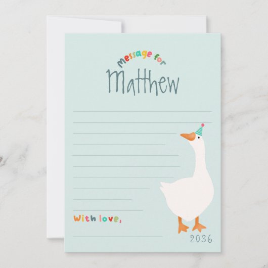 Invitation Garçons Blue Goose First Birthday Time Capsule Car (Devant)