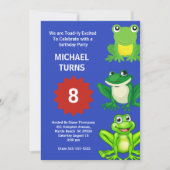 Invitation Garçons Blue Green Frogs fête d'anniversaire n'imp (Devant)