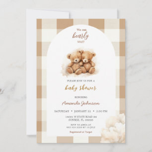 Invitation Garçons Brown Baby shower d'ours