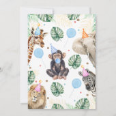 Invitation Garçons Casquette Bleu Notre Singe Cheveux Anniver (Dos)