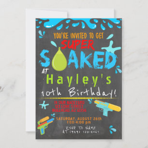 Invitation Garçons colorés Fête de l'eau Fête d'eau Flamme d'