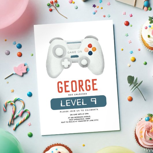 Invitation Garçons Cool Blue Gaming Anniversaire de enfant