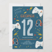 Invitation Garçons Cool Jeu Vidéo Enfants 12e anniversaire (Devant)