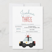 Invitation Garçons Cute Blue Police Car Toddler Anniversaire (Devant)