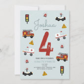 Invitation Garçons Cute Blue Police Voyage d'urgence Annivers (Devant)