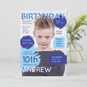 Invitation Garçons de couverture du magazine Cool Fun Blue po (Debout devant)